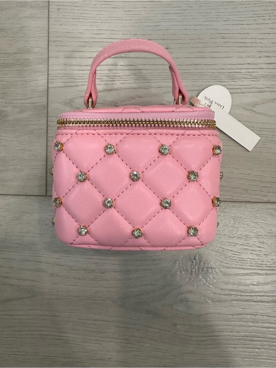 Doe A Dear Handbags - Pink Quilted Cosmetic Case with Crystal Stud Accents